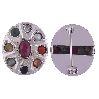 Ruby, Pearl, Corel, Emerald, Cubic Zirconia , Sapphire, Cats Eye, Hessonite, Yellow Sapphire Cut Stone Brooches