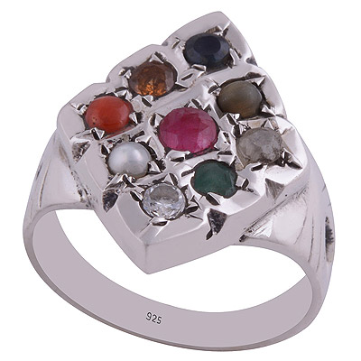 Ruby, Pearl, Corel, Emerald, Cubic Zirconia , Sapphire, Cats Eye, Hessonite, Yellow Sapphire Navratan Rings