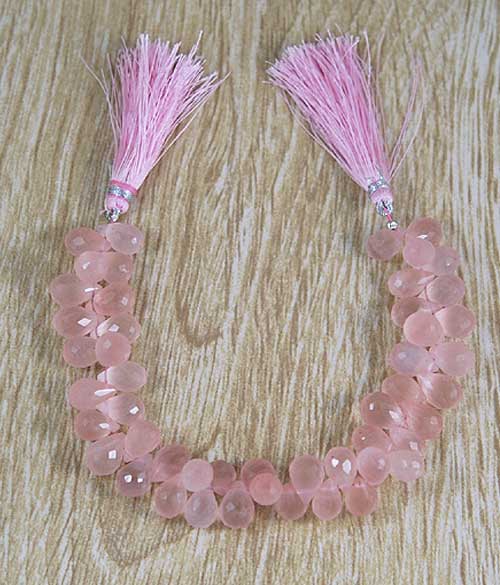 Rose Quartz Semi Precious Tear Drop Cut Gemstone Beads