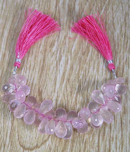 Rose Quartz Semi Precious Tear Drop Cut Gemstone Beads