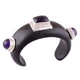 Ebony Wood Silver Bangles